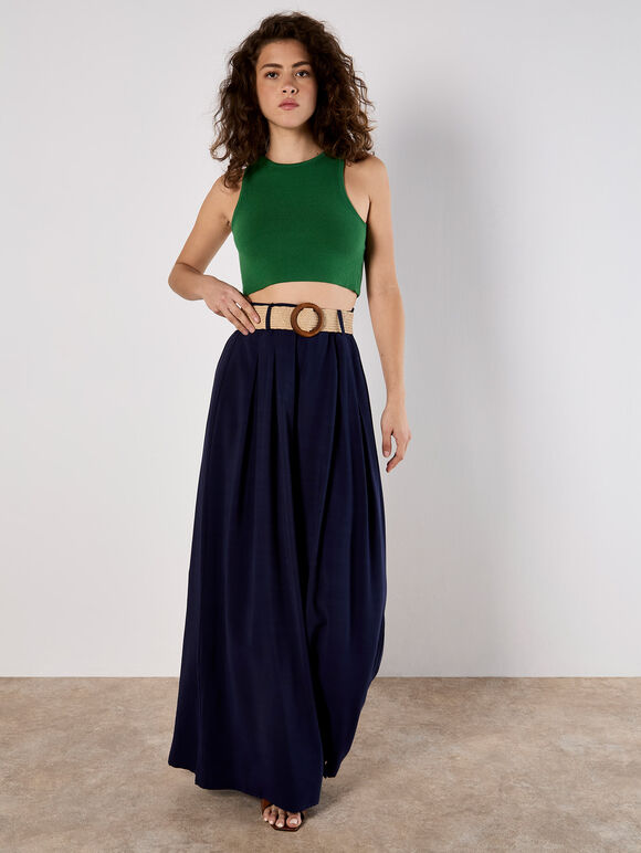 Racer Knitted Crop Top, Green, large