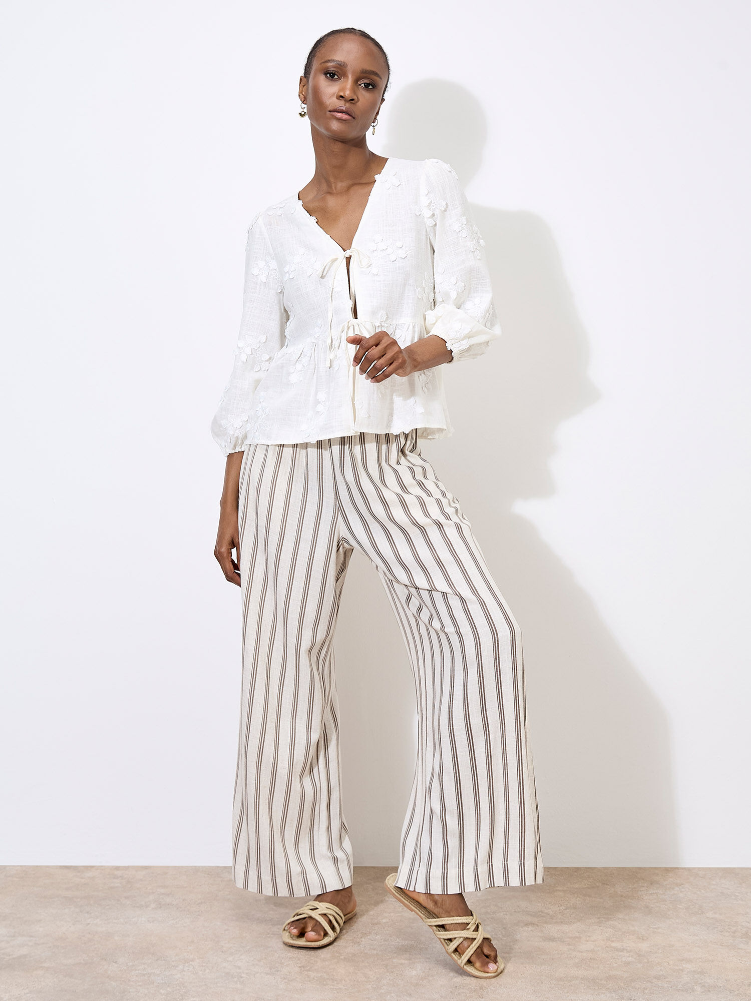 Floral Applique Tie Front Top | Apricot Clothing