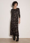 Jersey Knit Leopard Print Maxi Dress, Grey, large