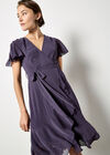 Sparkle Wrap Ruffle Mini Dress, Purple, large