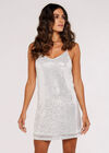 Sequin Cami Mini Dress, White, large