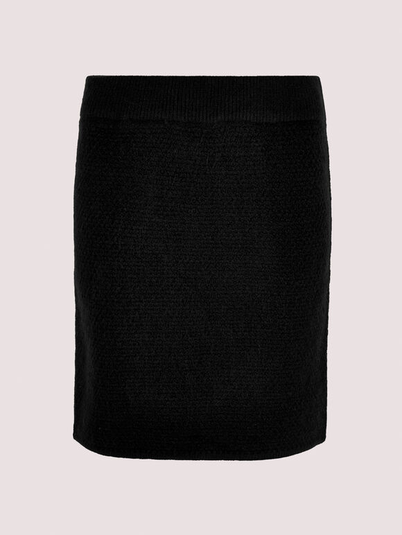 Boucle Knitted Mini Skirt, Black, large