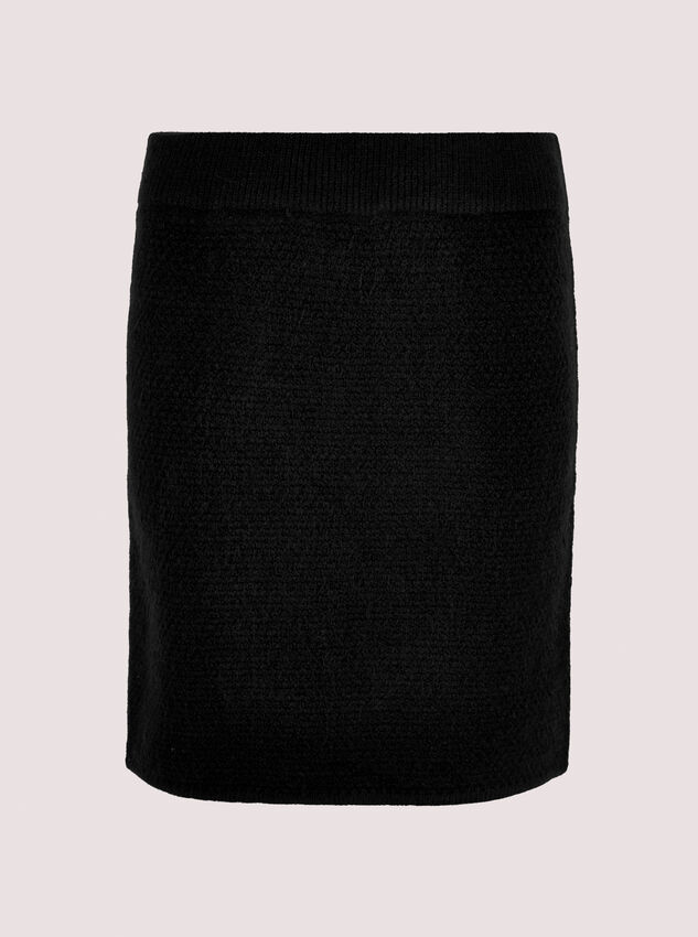 Boucle Knitted Mini Skirt, Black, large