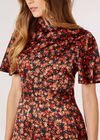 Floral Satin Mini Dress, Black, large