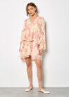 Floral Chiffon Ruffle Mini Dress, Pink, large