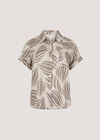 Linen Blend Shell Print Shirt, Stone, large