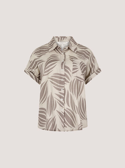Linen Blend Shell Print Shirt
