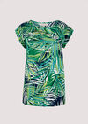 Tropical Palm Print Woven T-Shirt, Navy, large