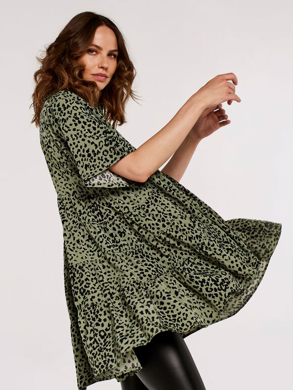 Animal Dot Oversized Top, Khaki, large
