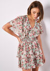 Watercolour Floral Chiffon Mini Dress, Mint, large