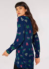 Butterfly Ruched Tunic Top, Navy, large