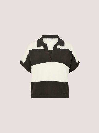 Boxy Cropped Stripe Knit T-Shirt