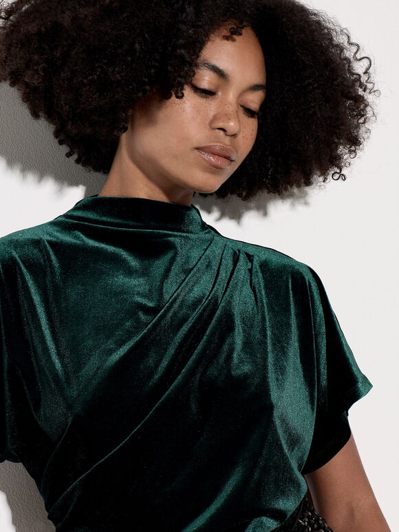 Velvet Batwing T-Shirt, Green, large