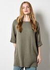 Soft-Touch Batwing Waffle Knit Top, Khaki, large