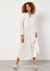 Shimmer Stripe Dobby Shirt Midi Dress, White, large