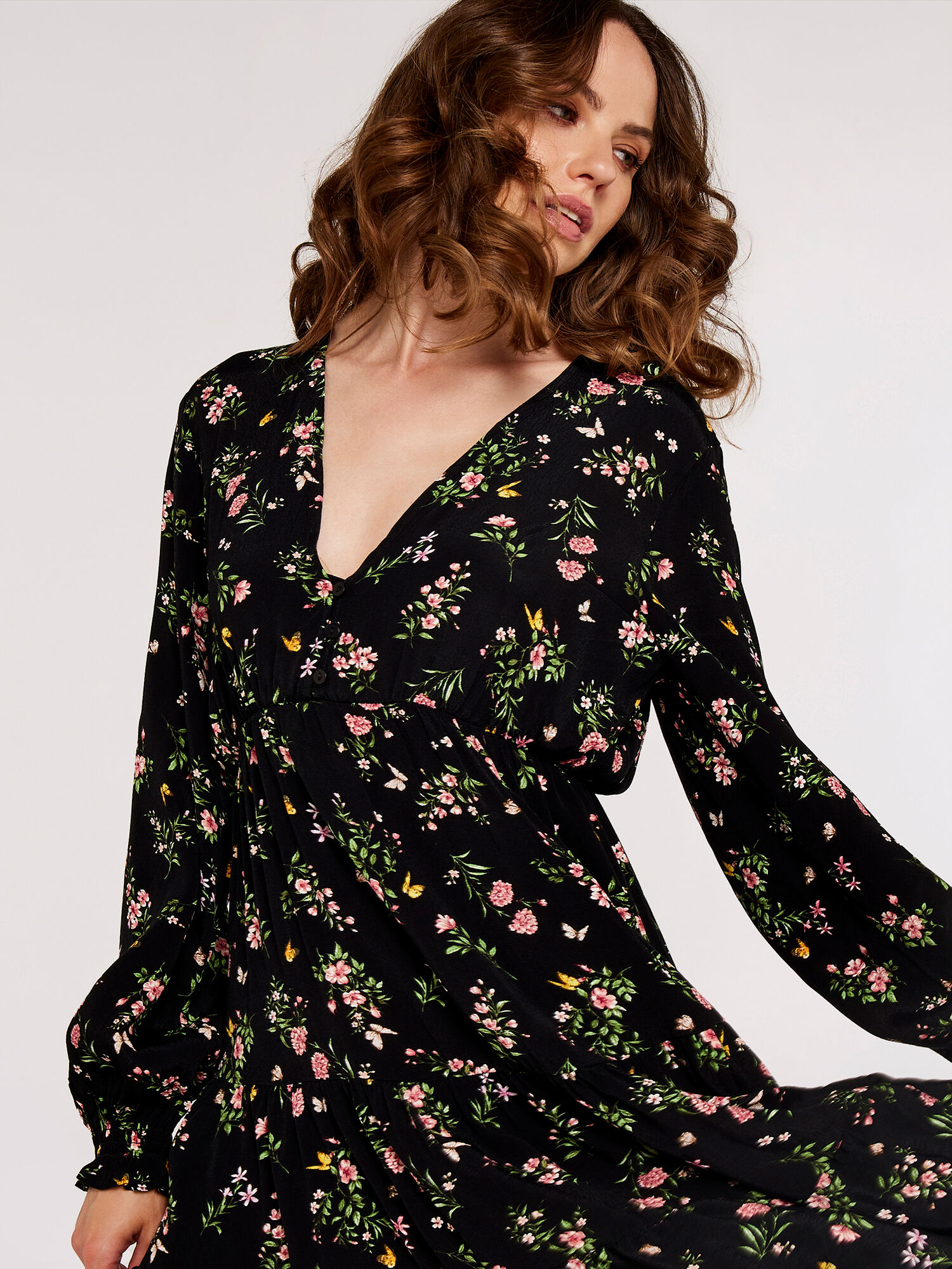 Long black 2025 floral dress