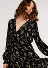 Floral Tiered Dress, Black, large