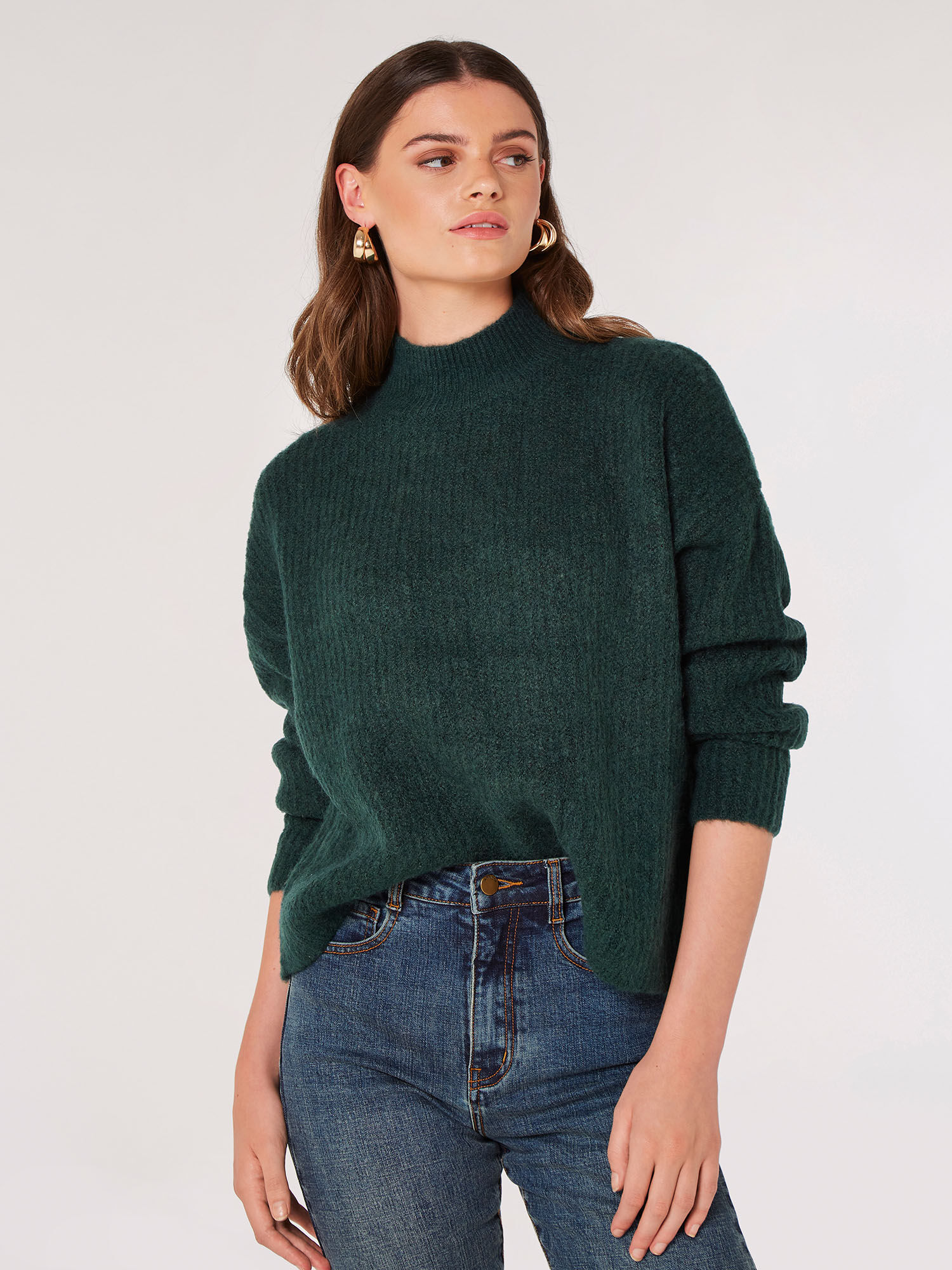 Chunky Knit Ribbed Jumper Apricot Clothing