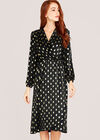 Metallic Gold Spot Midi Dress, Black, large