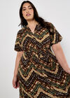 Curve Tie Dye Chevron Midi Dress, Rust, large