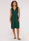 Linen Blend Wrap Mini Dress, Green, large
