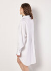 Pinstripe Oversized Shirt Mini Dress, White, large