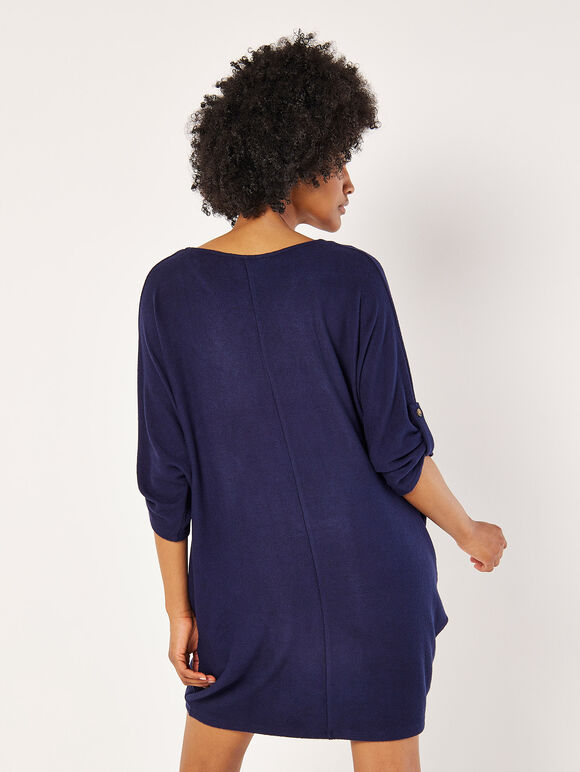 Soft-Touch Cocoon Mini Dress, Navy, large