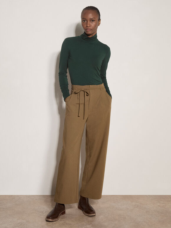 Pleat Detail Tailored Trousers, Stone, large