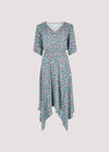 Floral Smock Dress, Blue, large