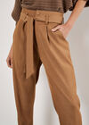 Paperbag Twill Straight Leg Trousers, Brown, large
