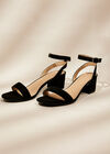 Strappy Block Heel Sandals, Black, large