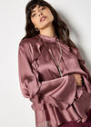 Ruffle Crinkle Satin Top, Pink, large