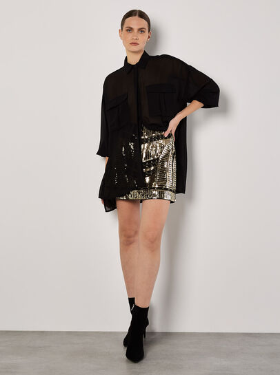 Sequin A-Line Mini Skirt