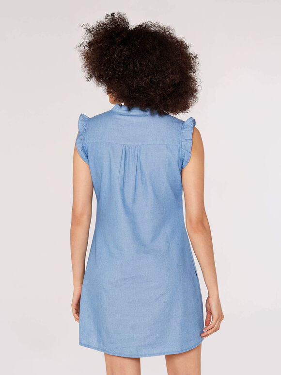 Lightweight Denim Mini Dress, Blue, large