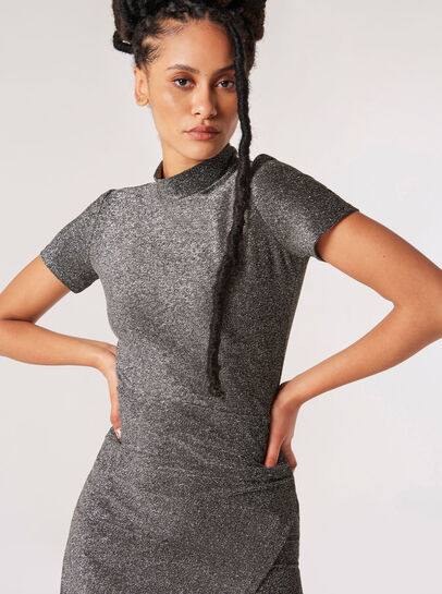 Sparkle Ruched Wrap Mini Dress