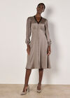 Lace Trim Satin Midi Dress, Grey, large
