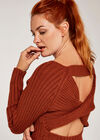 Ribbed Knit Open Back Dress, Rust, large