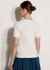Pointelle Hearts Knitted T-Shirt, White, large