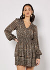 Batik Print Tiered Mini Dress, Rust, large