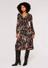 Colourful  Paisley Midi Dress, Black, large