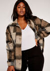 Curve Soft Check Shacket, Stone, large