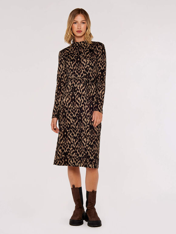 Tapestry Side Split Midi Dress, Stone, large