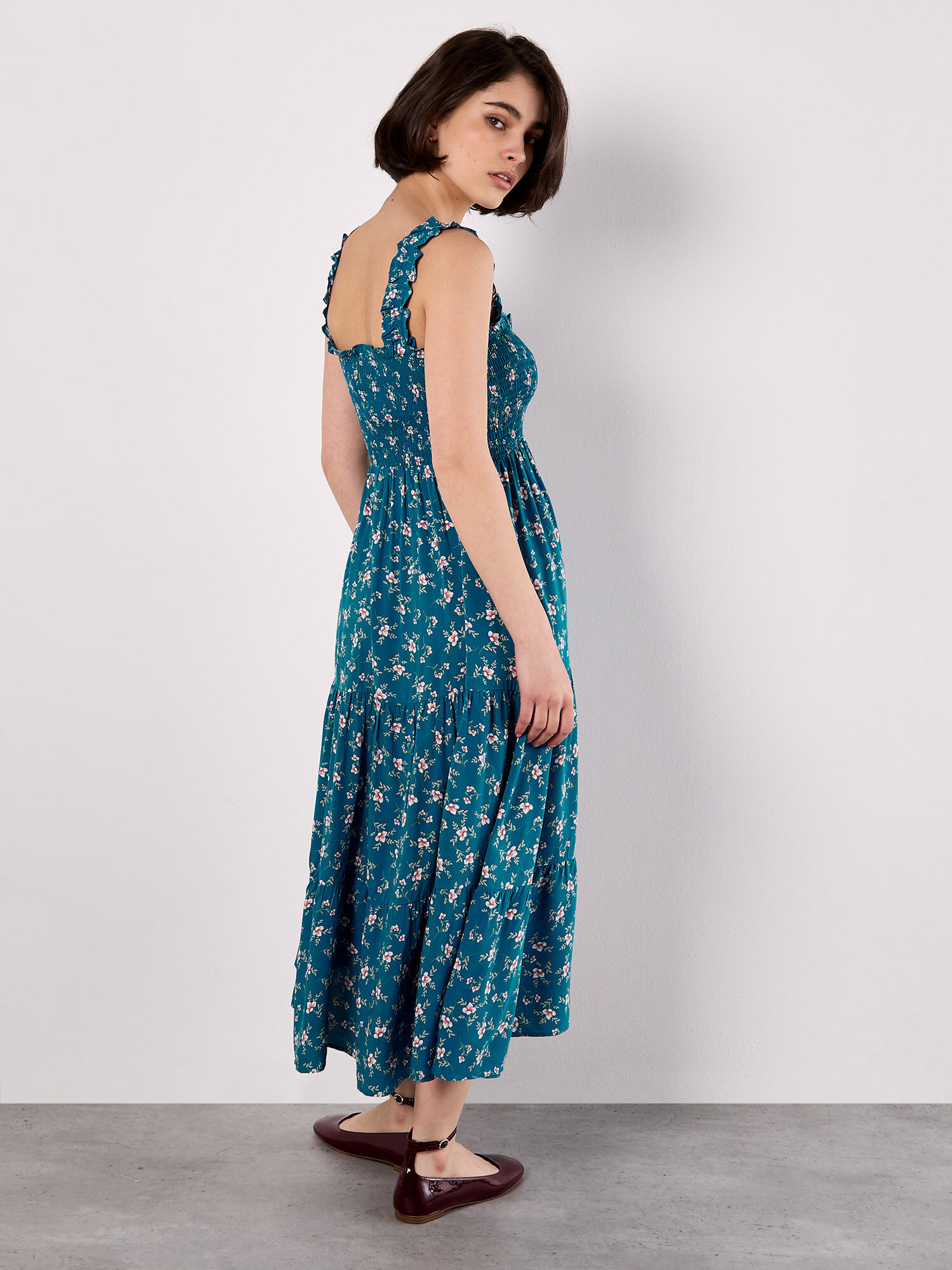 Orchid Print Smocked Midi Dress | Apricot Clothing