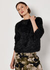 Soft Tinsel Shimmer Jumper, Black, large