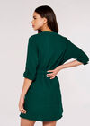Tetra Tie Mini Shirt Dress, Green, large