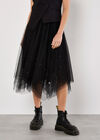 Pearl Embellished Tulle Midi Skirt, Black, large