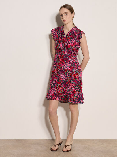 Ruffle Floral Patchwork Mini Dress