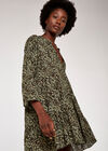 Camo Look Print Tiered Dress, Khaki, large