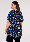 Curve Brushstroke Tie Waist Top, Blue, large