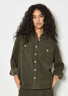 Oversized Cord Shirt, Khaki, large